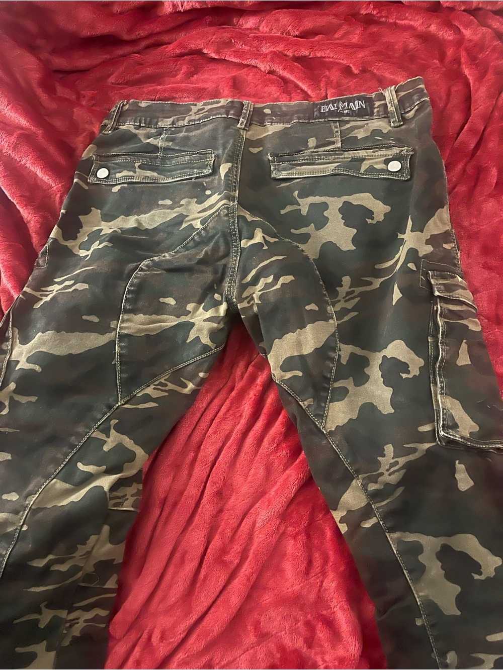 Balmain Camouflage Cargo Joggers in Olive and Black